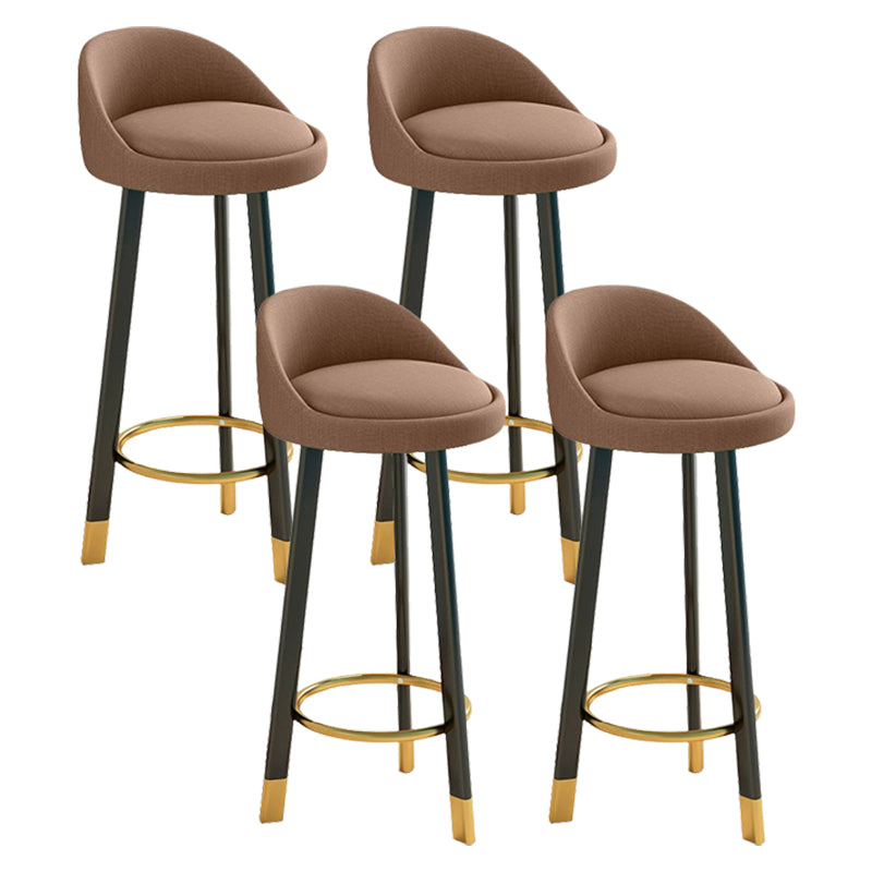 Glam Matte Finish Upholstered Footrest Bar Stool 27.55'' Reception Stool Coffee Black 4 Piece Set Clearhalo 'Bar Furniture' 'Bar Stools' 'bar_stools' 'furn' 'furn_bar_stools' 'Furniture' 'furniture_bar_stools' 'Kitchen & Dining Furniture' 4851281