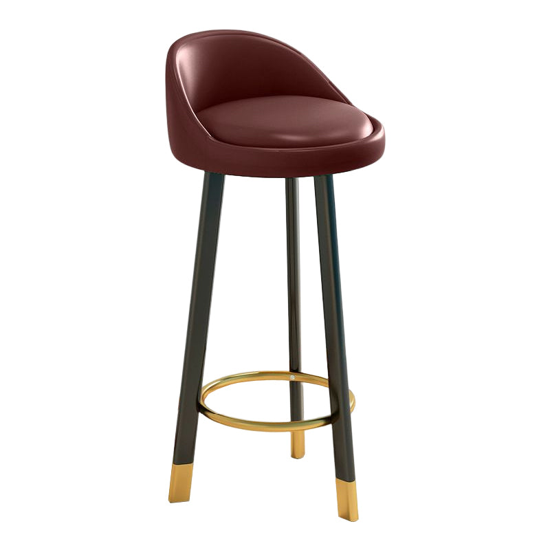 Glam Matte Finish Upholstered Footrest Bar Stool 27.55'' Reception Stool Brown Black 1 Piece Clearhalo 'Bar Furniture' 'Bar Stools' 'bar_stools' 'furn' 'furn_bar_stools' 'Furniture' 'furniture_bar_stools' 'Kitchen & Dining Furniture' 4851282