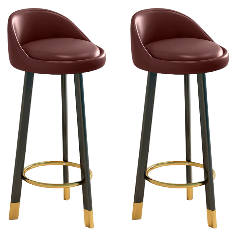 Glam Matte Finish Upholstered Footrest Bar Stool 27.55'' Reception Stool Brown Black 2 Piece Set Clearhalo 'Bar Furniture' 'Bar Stools' 'bar_stools' 'furn' 'furn_bar_stools' 'Furniture' 'furniture_bar_stools' 'Kitchen & Dining Furniture' 4851283