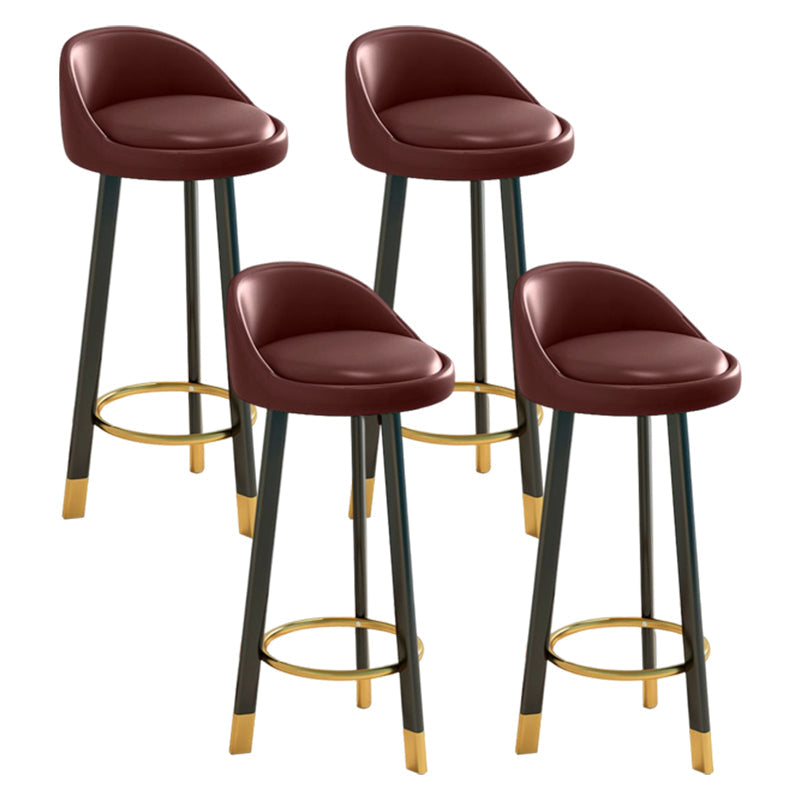 Glam Matte Finish Upholstered Footrest Bar Stool 27.55'' Reception Stool Brown Black 4 Piece Set Clearhalo 'Bar Furniture' 'Bar Stools' 'bar_stools' 'furn' 'furn_bar_stools' 'Furniture' 'furniture_bar_stools' 'Kitchen & Dining Furniture' 4851284