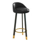 Glam Matte Finish Upholstered Footrest Bar Stool 27.55'' Reception Stool Gloss Black Black 1 Piece Clearhalo 'Bar Furniture' 'Bar Stools' 'bar_stools' 'furn' 'furn_bar_stools' 'Furniture' 'furniture_bar_stools' 'Kitchen & Dining Furniture' 4851285