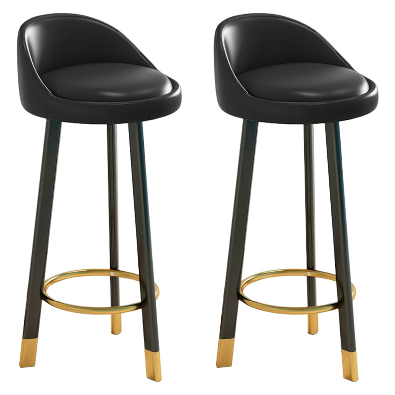 Glam Matte Finish Upholstered Footrest Bar Stool 27.55'' Reception Stool Gloss Black Black 2 Piece Set Clearhalo 'Bar Furniture' 'Bar Stools' 'bar_stools' 'furn' 'furn_bar_stools' 'Furniture' 'furniture_bar_stools' 'Kitchen & Dining Furniture' 4851286