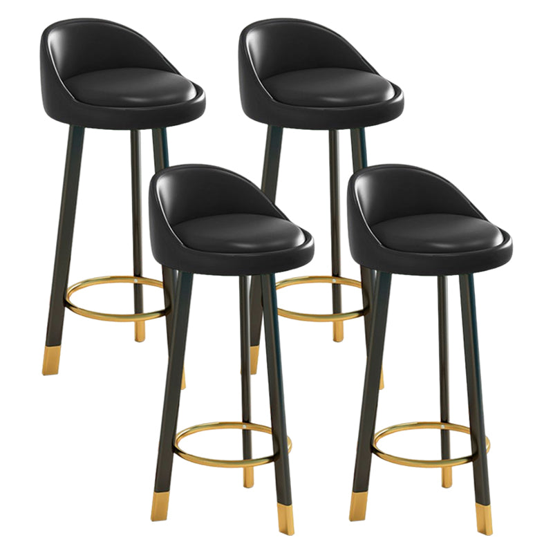Glam Matte Finish Upholstered Footrest Bar Stool 27.55'' Reception Stool Gloss Black Black 4 Piece Set Clearhalo 'Bar Furniture' 'Bar Stools' 'bar_stools' 'furn' 'furn_bar_stools' 'Furniture' 'furniture_bar_stools' 'Kitchen & Dining Furniture' 4851287