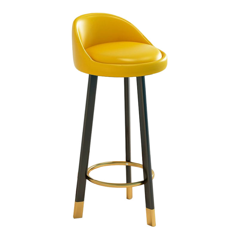 Glam Matte Finish Upholstered Footrest Bar Stool 27.55'' Reception Stool Yellow Black 1 Piece Clearhalo 'Bar Furniture' 'Bar Stools' 'bar_stools' 'furn' 'furn_bar_stools' 'Furniture' 'furniture_bar_stools' 'Kitchen & Dining Furniture' 4851288