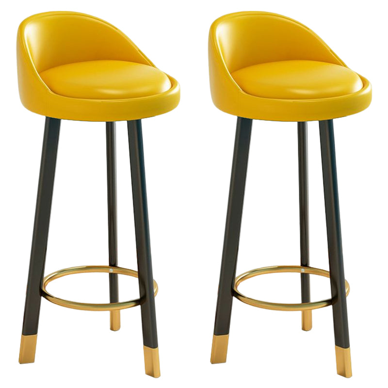 Glam Matte Finish Upholstered Footrest Bar Stool 27.55'' Reception Stool Yellow Black 2 Piece Set Clearhalo 'Bar Furniture' 'Bar Stools' 'bar_stools' 'furn' 'furn_bar_stools' 'Furniture' 'furniture_bar_stools' 'Kitchen & Dining Furniture' 4851289