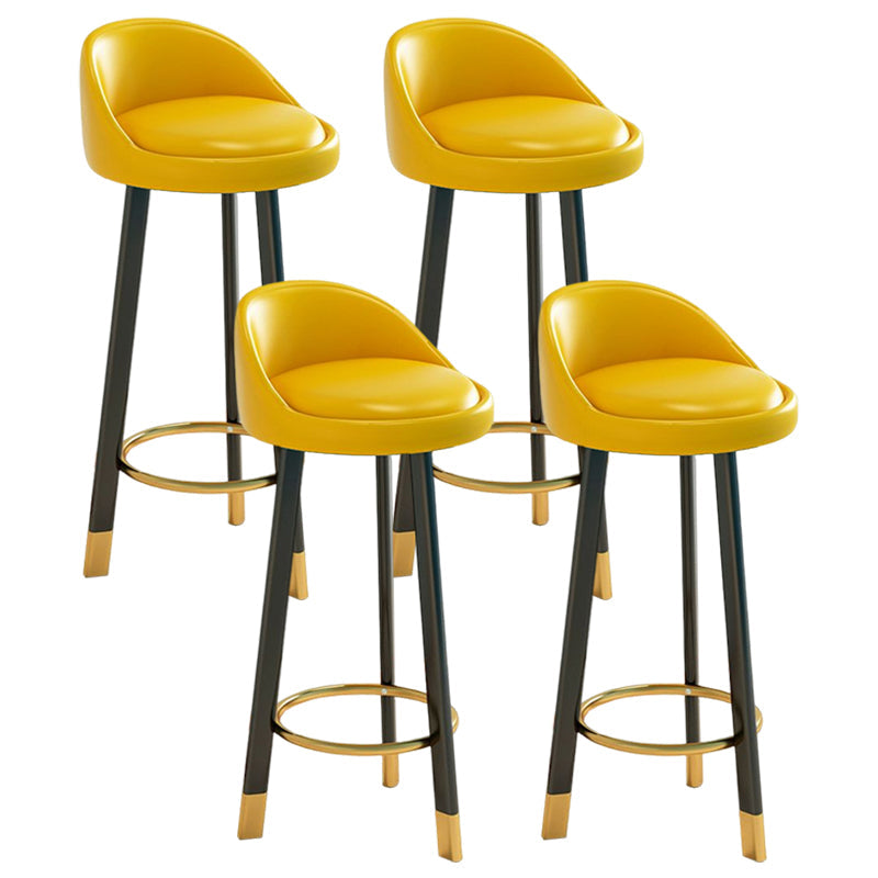 Glam Matte Finish Upholstered Footrest Bar Stool 27.55'' Reception Stool Yellow Black 4 Piece Set Clearhalo 'Bar Furniture' 'Bar Stools' 'bar_stools' 'furn' 'furn_bar_stools' 'Furniture' 'furniture_bar_stools' 'Kitchen & Dining Furniture' 4851290