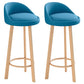 Glam Matte Finish Upholstered Footrest Bar Stool 27.55'' Reception Stool Lake Blue Natural 2 Piece Set Clearhalo 'Bar Furniture' 'Bar Stools' 'bar_stools' 'furn' 'furn_bar_stools' 'Furniture' 'furniture_bar_stools' 'Kitchen & Dining Furniture' 4851292
