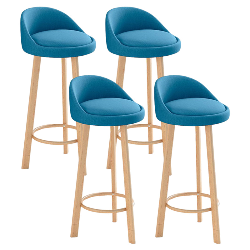 Glam Matte Finish Upholstered Footrest Bar Stool 27.55'' Reception Stool Lake Blue Natural 4 Piece Set Clearhalo 'Bar Furniture' 'Bar Stools' 'bar_stools' 'furn' 'furn_bar_stools' 'Furniture' 'furniture_bar_stools' 'Kitchen & Dining Furniture' 4851293