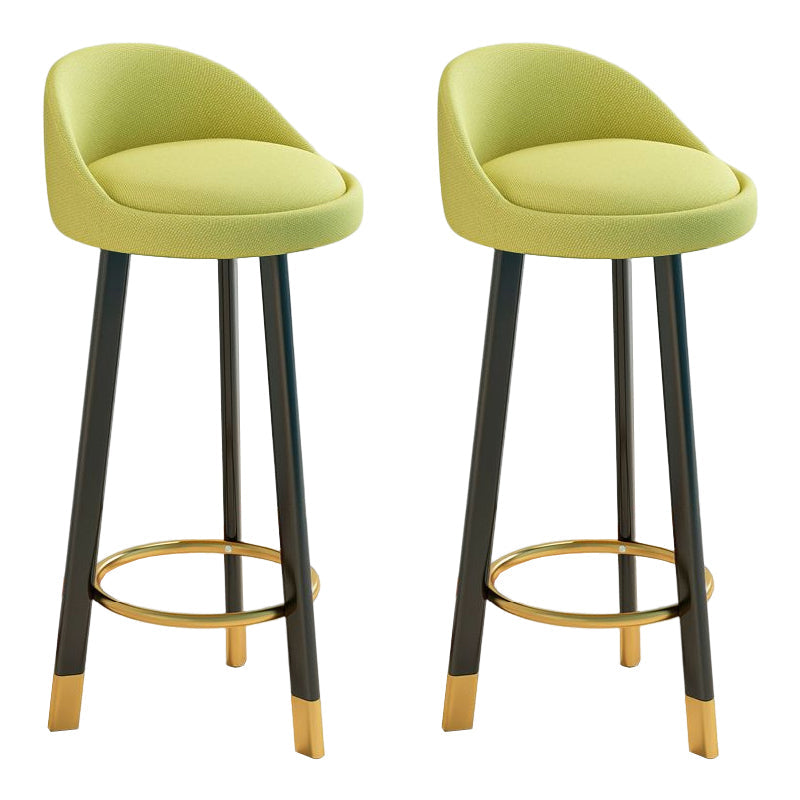 Glam Matte Finish Upholstered Footrest Bar Stool 27.55'' Reception Stool Green Black 2 Piece Set Clearhalo 'Bar Furniture' 'Bar Stools' 'bar_stools' 'furn' 'furn_bar_stools' 'Furniture' 'furniture_bar_stools' 'Kitchen & Dining Furniture' 4851295