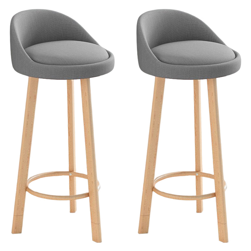 Glam Matte Finish Upholstered Footrest Bar Stool 27.55'' Reception Stool Grey Natural 2 Piece Set Clearhalo 'Bar Furniture' 'Bar Stools' 'bar_stools' 'furn' 'furn_bar_stools' 'Furniture' 'furniture_bar_stools' 'Kitchen & Dining Furniture' 4851298