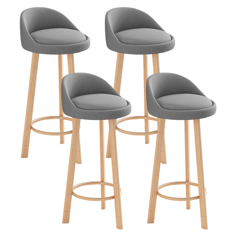 Glam Matte Finish Upholstered Footrest Bar Stool 27.55'' Reception Stool Grey Natural 4 Piece Set Clearhalo 'Bar Furniture' 'Bar Stools' 'bar_stools' 'furn' 'furn_bar_stools' 'Furniture' 'furniture_bar_stools' 'Kitchen & Dining Furniture' 4851299