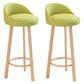 Glam Matte Finish Upholstered Footrest Bar Stool 27.55'' Reception Stool Green Natural 2 Piece Set Clearhalo 'Bar Furniture' 'Bar Stools' 'bar_stools' 'furn' 'furn_bar_stools' 'Furniture' 'furniture_bar_stools' 'Kitchen & Dining Furniture' 4851301