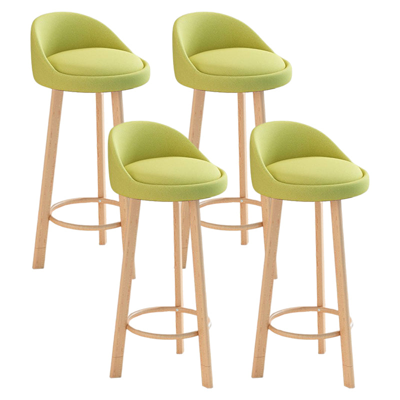 Glam Matte Finish Upholstered Footrest Bar Stool 27.55'' Reception Stool Green Natural 4 Piece Set Clearhalo 'Bar Furniture' 'Bar Stools' 'bar_stools' 'furn' 'furn_bar_stools' 'Furniture' 'furniture_bar_stools' 'Kitchen & Dining Furniture' 4851302