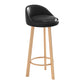 Glam Matte Finish Upholstered Footrest Bar Stool 27.55'' Reception Stool Gloss Black Natural 1 Piece Clearhalo 'Bar Furniture' 'Bar Stools' 'bar_stools' 'furn' 'furn_bar_stools' 'Furniture' 'furniture_bar_stools' 'Kitchen & Dining Furniture' 4851303