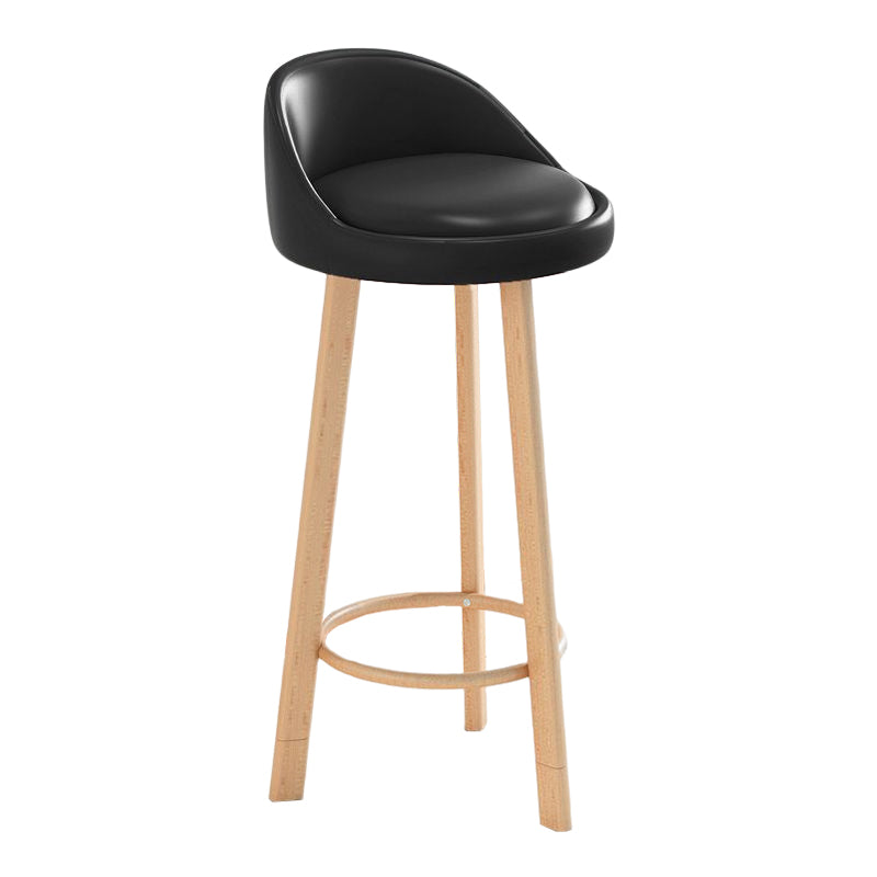 Glam Matte Finish Upholstered Footrest Bar Stool 27.55'' Reception Stool Gloss Black Natural 1 Piece Clearhalo 'Bar Furniture' 'Bar Stools' 'bar_stools' 'furn' 'furn_bar_stools' 'Furniture' 'furniture_bar_stools' 'Kitchen & Dining Furniture' 4851303