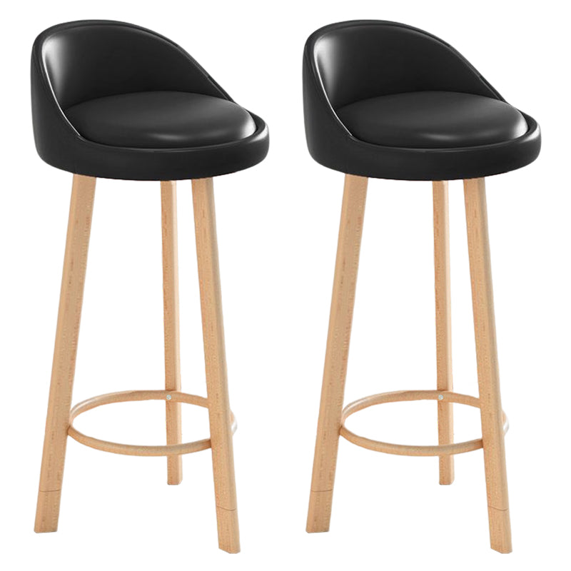 Glam Matte Finish Upholstered Footrest Bar Stool 27.55'' Reception Stool Gloss Black Natural 2 Piece Set Clearhalo 'Bar Furniture' 'Bar Stools' 'bar_stools' 'furn' 'furn_bar_stools' 'Furniture' 'furniture_bar_stools' 'Kitchen & Dining Furniture' 4851304