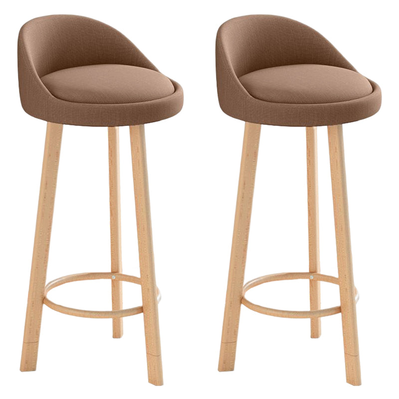 Glam Matte Finish Upholstered Footrest Bar Stool 27.55'' Reception Stool Coffee Natural 2 Piece Set Clearhalo 'Bar Furniture' 'Bar Stools' 'bar_stools' 'furn' 'furn_bar_stools' 'Furniture' 'furniture_bar_stools' 'Kitchen & Dining Furniture' 4851307