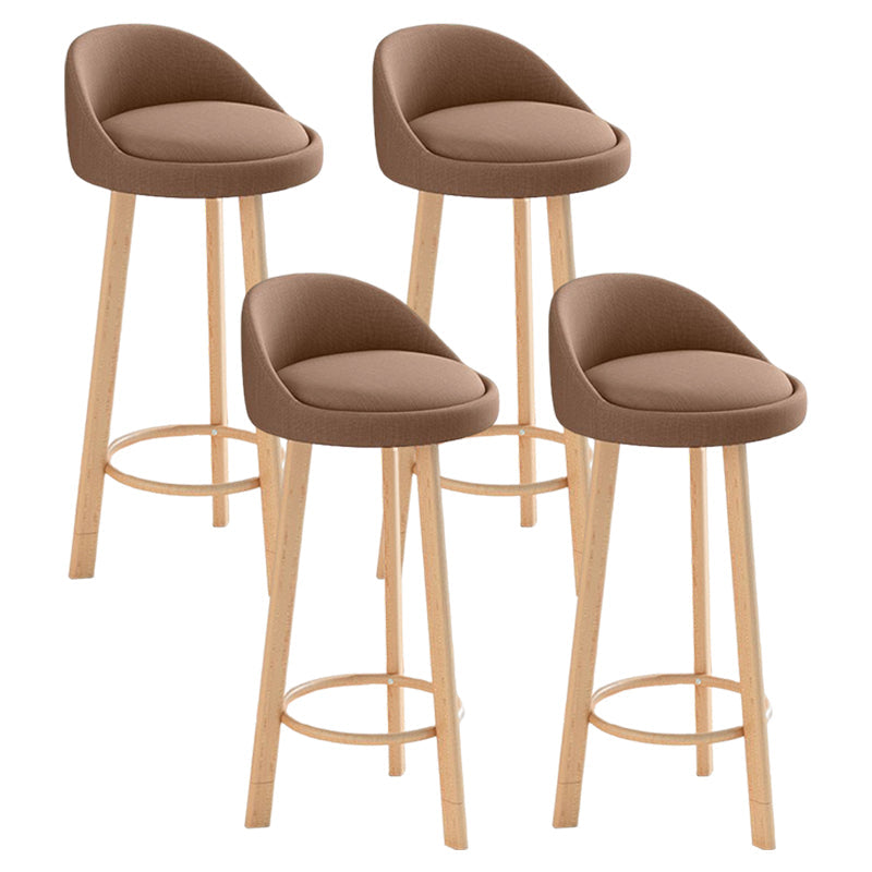 Glam Matte Finish Upholstered Footrest Bar Stool 27.55'' Reception Stool Coffee Natural 4 Piece Set Clearhalo 'Bar Furniture' 'Bar Stools' 'bar_stools' 'furn' 'furn_bar_stools' 'Furniture' 'furniture_bar_stools' 'Kitchen & Dining Furniture' 4851308