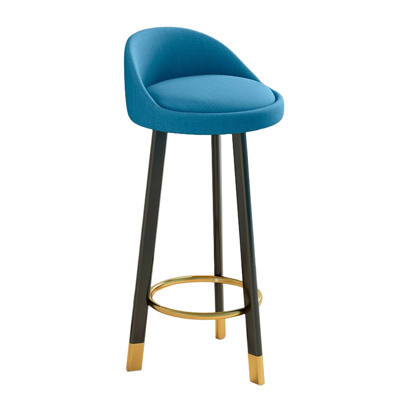 Glam Matte Finish Upholstered Footrest Bar Stool 27.55'' Reception Stool Lake Blue Black 1 Piece Clearhalo 'Bar Furniture' 'Bar Stools' 'bar_stools' 'furn' 'furn_bar_stools' 'Furniture' 'furniture_bar_stools' 'Kitchen & Dining Furniture' 4851309