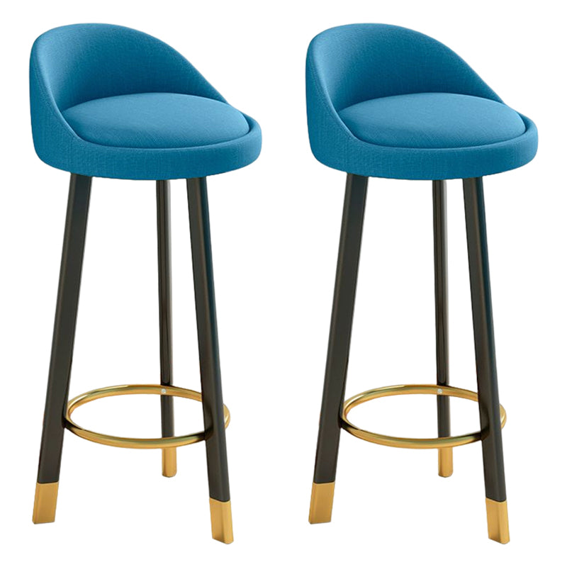 Glam Matte Finish Upholstered Footrest Bar Stool 27.55'' Reception Stool Lake Blue Black 2 Piece Set Clearhalo 'Bar Furniture' 'Bar Stools' 'bar_stools' 'furn' 'furn_bar_stools' 'Furniture' 'furniture_bar_stools' 'Kitchen & Dining Furniture' 4851310