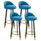 Glam Matte Finish Upholstered Footrest Bar Stool 27.55'' Reception Stool Lake Blue Black 4 Piece Set Clearhalo 'Bar Furniture' 'Bar Stools' 'bar_stools' 'furn' 'furn_bar_stools' 'Furniture' 'furniture_bar_stools' 'Kitchen & Dining Furniture' 4851311