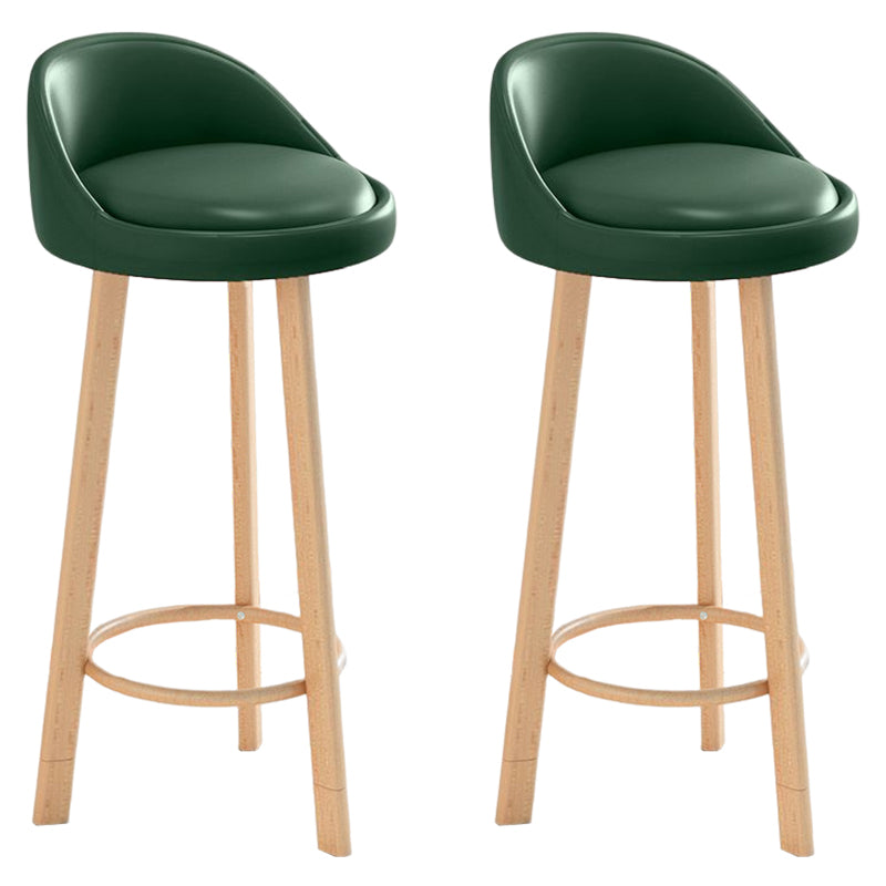 Glam Matte Finish Upholstered Footrest Bar Stool 27.55'' Reception Stool Blackish Green Natural 2 Piece Set Clearhalo 'Bar Furniture' 'Bar Stools' 'bar_stools' 'furn' 'furn_bar_stools' 'Furniture' 'furniture_bar_stools' 'Kitchen & Dining Furniture' 4851313