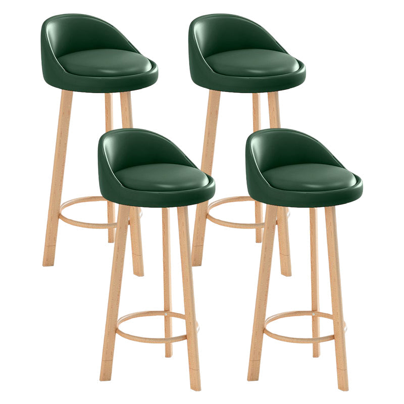 Glam Matte Finish Upholstered Footrest Bar Stool 27.55'' Reception Stool Blackish Green Natural 4 Piece Set Clearhalo 'Bar Furniture' 'Bar Stools' 'bar_stools' 'furn' 'furn_bar_stools' 'Furniture' 'furniture_bar_stools' 'Kitchen & Dining Furniture' 4851314