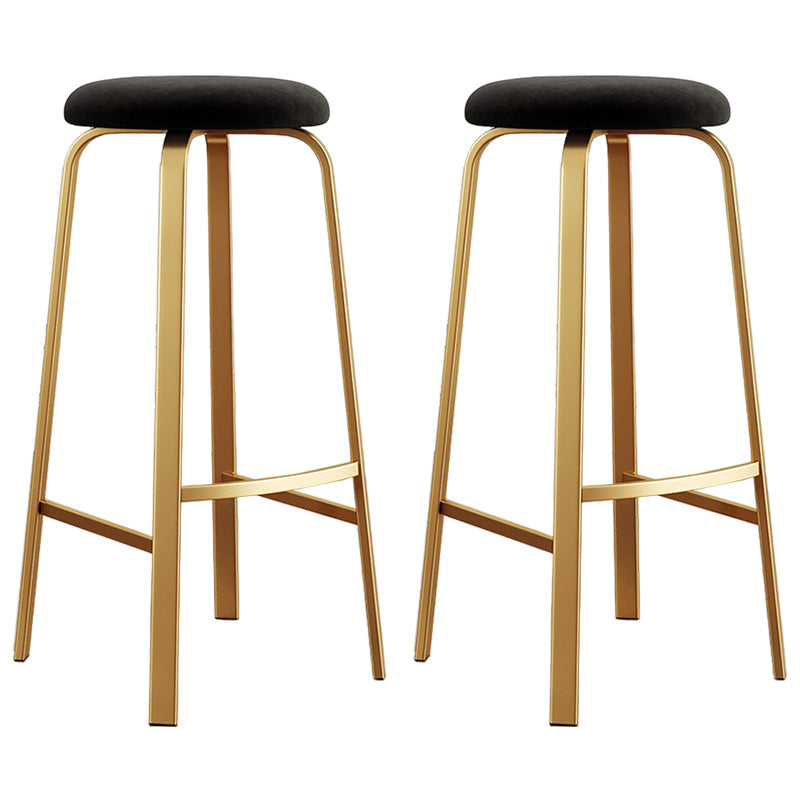 Footrest Upholstered Armless Bar Stool Matte Finish Backless Home Stool Matte Black 2 Piece Set Clearhalo 'Bar Furniture' 'Bar Stools' 'bar_stools' 'furn' 'furn_bar_stools' 'Furniture' 'furniture_bar_stools' 'Kitchen & Dining Furniture' 4851343