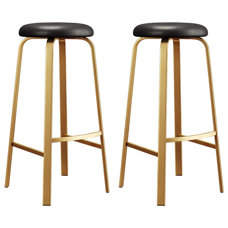 Footrest Upholstered Armless Bar Stool Matte Finish Backless Home Stool Black 2 Piece Set Clearhalo 'Bar Furniture' 'Bar Stools' 'bar_stools' 'furn' 'furn_bar_stools' 'Furniture' 'furniture_bar_stools' 'Kitchen & Dining Furniture' 4851349