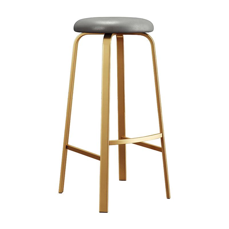 Footrest Upholstered Armless Bar Stool Matte Finish Backless Home Stool Silver Gray 1 Piece Clearhalo 'Bar Furniture' 'Bar Stools' 'bar_stools' 'furn' 'furn_bar_stools' 'Furniture' 'furniture_bar_stools' 'Kitchen & Dining Furniture' 4851352
