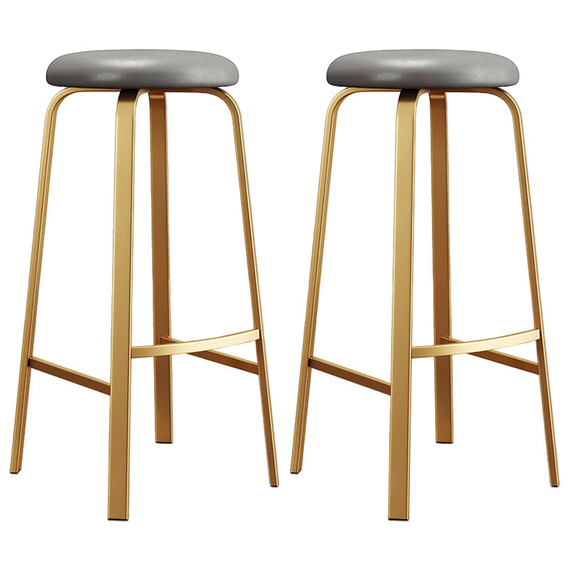 Footrest Upholstered Armless Bar Stool Matte Finish Backless Home Stool Silver Gray 2 Piece Set Clearhalo 'Bar Furniture' 'Bar Stools' 'bar_stools' 'furn' 'furn_bar_stools' 'Furniture' 'furniture_bar_stools' 'Kitchen & Dining Furniture' 4851353