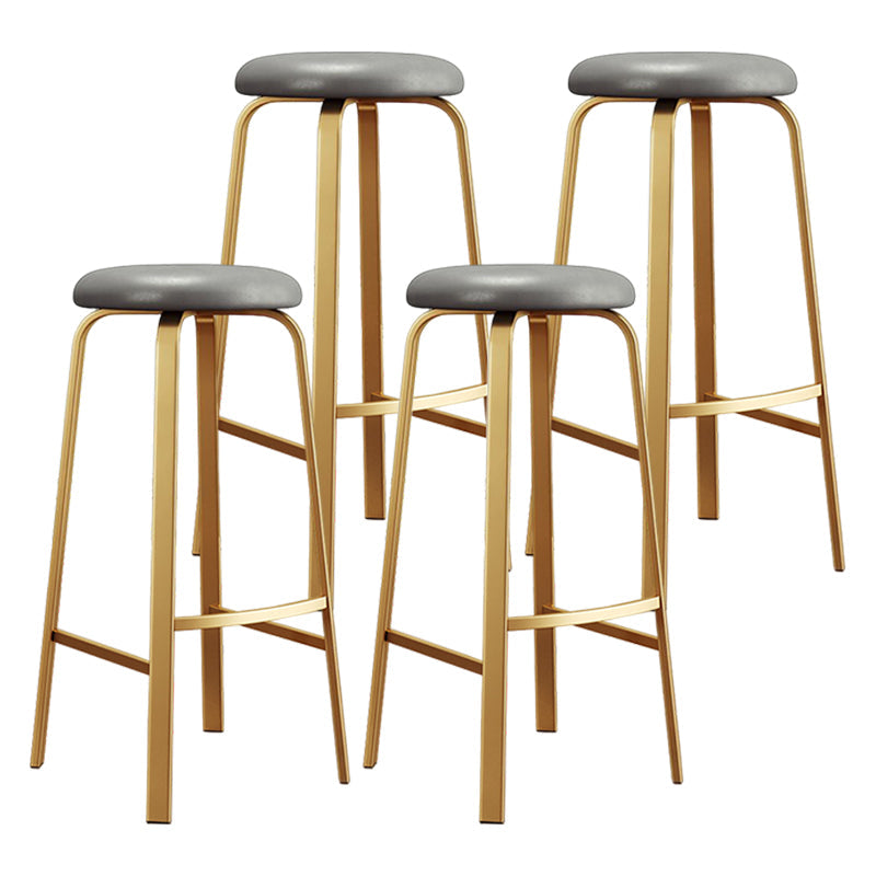 Footrest Upholstered Armless Bar Stool Matte Finish Backless Home Stool Silver Gray 4 Piece Set Clearhalo 'Bar Furniture' 'Bar Stools' 'bar_stools' 'furn' 'furn_bar_stools' 'Furniture' 'furniture_bar_stools' 'Kitchen & Dining Furniture' 4851354