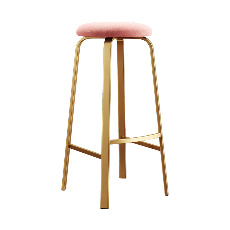 Footrest Upholstered Armless Bar Stool Matte Finish Backless Home Stool Pink 1 Piece Clearhalo 'Bar Furniture' 'Bar Stools' 'bar_stools' 'furn' 'furn_bar_stools' 'Furniture' 'furniture_bar_stools' 'Kitchen & Dining Furniture' 4851355
