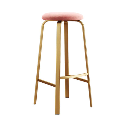 Footrest Upholstered Armless Bar Stool Matte Finish Backless Home Stool Pink 1 Piece Clearhalo 'Bar Furniture' 'Bar Stools' 'bar_stools' 'furn' 'furn_bar_stools' 'Furniture' 'furniture_bar_stools' 'Kitchen & Dining Furniture' 4851355