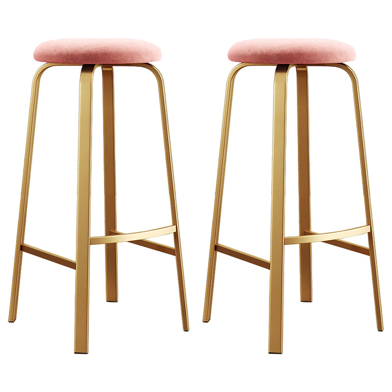 Footrest Upholstered Armless Bar Stool Matte Finish Backless Home Stool Pink 2 Piece Set Clearhalo 'Bar Furniture' 'Bar Stools' 'bar_stools' 'furn' 'furn_bar_stools' 'Furniture' 'furniture_bar_stools' 'Kitchen & Dining Furniture' 4851356