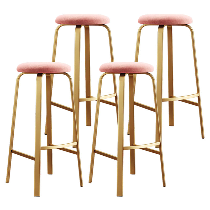 Footrest Upholstered Armless Bar Stool Matte Finish Backless Home Stool Pink 4 Piece Set Clearhalo 'Bar Furniture' 'Bar Stools' 'bar_stools' 'furn' 'furn_bar_stools' 'Furniture' 'furniture_bar_stools' 'Kitchen & Dining Furniture' 4851357