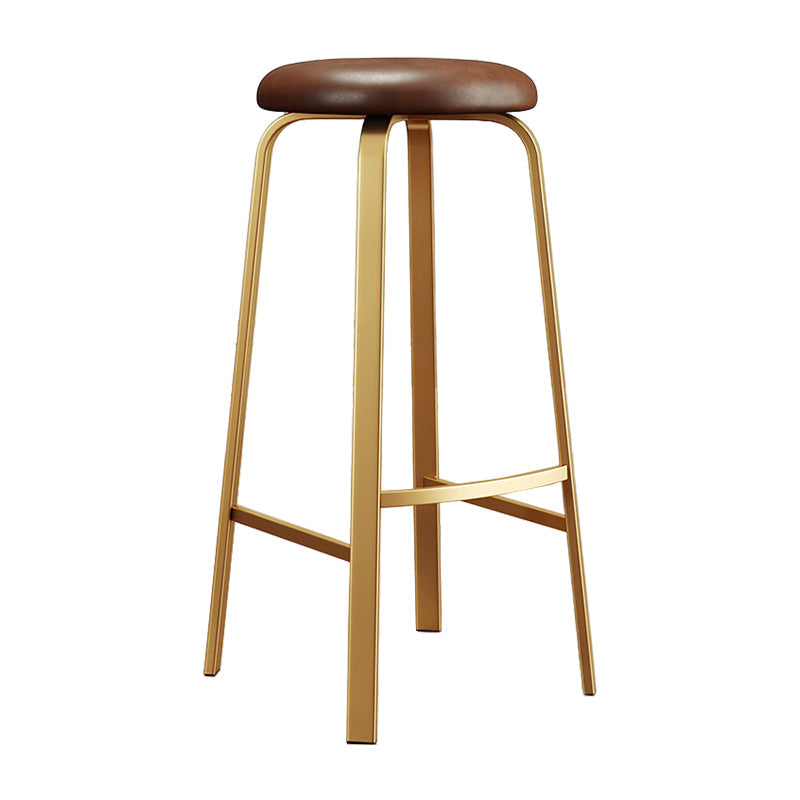 Footrest Upholstered Armless Bar Stool Matte Finish Backless Home Stool Brown 1 Piece Clearhalo 'Bar Furniture' 'Bar Stools' 'bar_stools' 'furn' 'furn_bar_stools' 'Furniture' 'furniture_bar_stools' 'Kitchen & Dining Furniture' 4851358