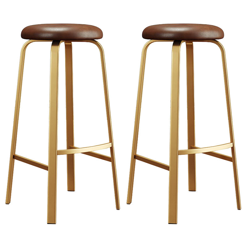 Footrest Upholstered Armless Bar Stool Matte Finish Backless Home Stool Brown 2 Piece Set Clearhalo 'Bar Furniture' 'Bar Stools' 'bar_stools' 'furn' 'furn_bar_stools' 'Furniture' 'furniture_bar_stools' 'Kitchen & Dining Furniture' 4851359