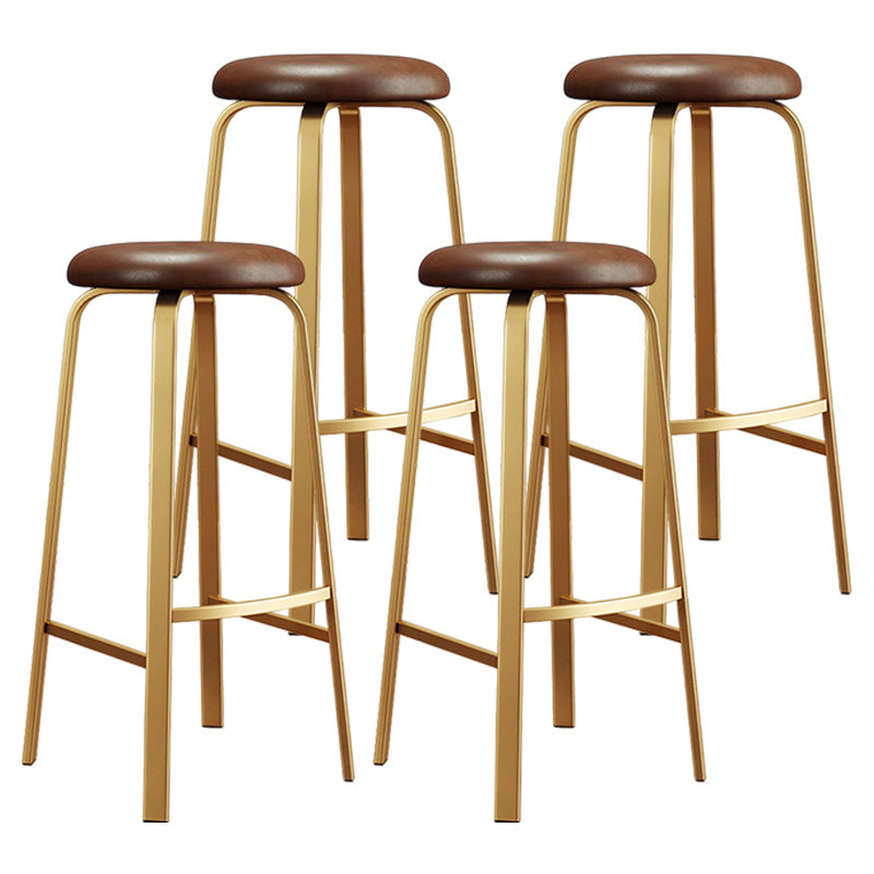 Footrest Upholstered Armless Bar Stool Matte Finish Backless Home Stool Brown 4 Piece Set Clearhalo 'Bar Furniture' 'Bar Stools' 'bar_stools' 'furn' 'furn_bar_stools' 'Furniture' 'furniture_bar_stools' 'Kitchen & Dining Furniture' 4851360