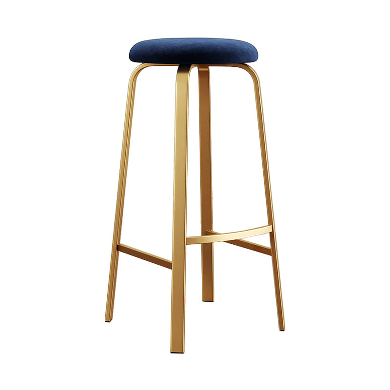 Footrest Upholstered Armless Bar Stool Matte Finish Backless Home Stool Blue 1 Piece Clearhalo 'Bar Furniture' 'Bar Stools' 'bar_stools' 'furn' 'furn_bar_stools' 'Furniture' 'furniture_bar_stools' 'Kitchen & Dining Furniture' 4851361