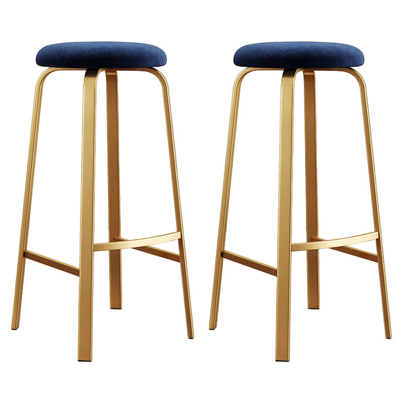 Footrest Upholstered Armless Bar Stool Matte Finish Backless Home Stool Blue 2 Piece Set Clearhalo 'Bar Furniture' 'Bar Stools' 'bar_stools' 'furn' 'furn_bar_stools' 'Furniture' 'furniture_bar_stools' 'Kitchen & Dining Furniture' 4851362