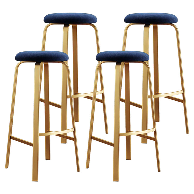 Footrest Upholstered Armless Bar Stool Matte Finish Backless Home Stool Blue 4 Piece Set Clearhalo 'Bar Furniture' 'Bar Stools' 'bar_stools' 'furn' 'furn_bar_stools' 'Furniture' 'furniture_bar_stools' 'Kitchen & Dining Furniture' 4851363