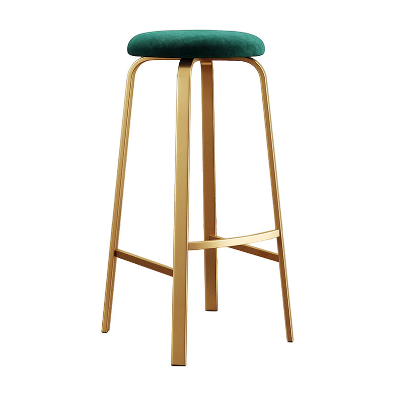 Footrest Upholstered Armless Bar Stool Matte Finish Backless Home Stool Green 1 Piece Clearhalo 'Bar Furniture' 'Bar Stools' 'bar_stools' 'furn' 'furn_bar_stools' 'Furniture' 'furniture_bar_stools' 'Kitchen & Dining Furniture' 4851364