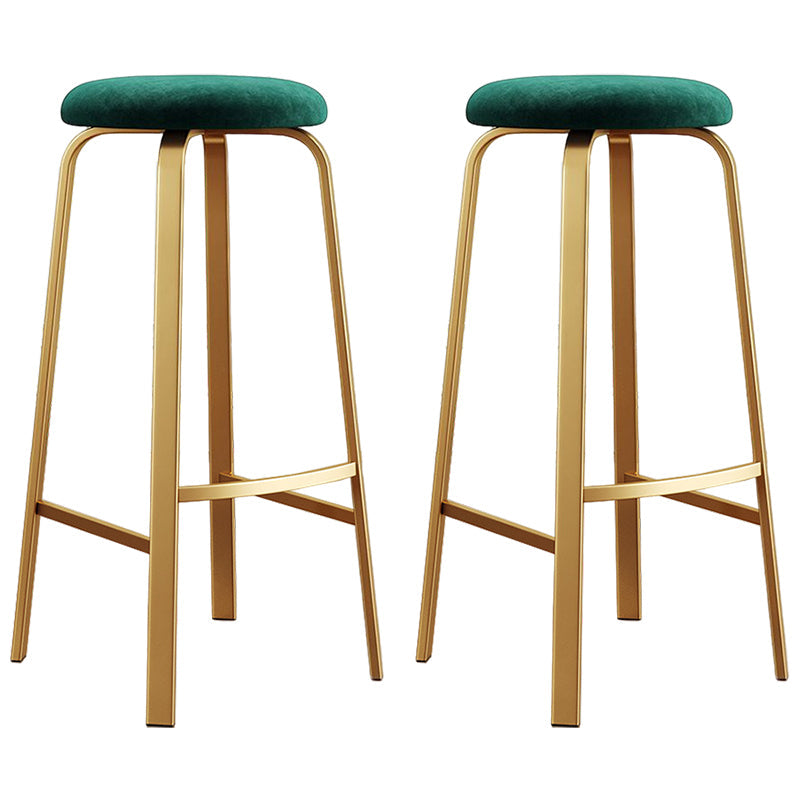 Footrest Upholstered Armless Bar Stool Matte Finish Backless Home Stool Green 2 Piece Set Clearhalo 'Bar Furniture' 'Bar Stools' 'bar_stools' 'furn' 'furn_bar_stools' 'Furniture' 'furniture_bar_stools' 'Kitchen & Dining Furniture' 4851365