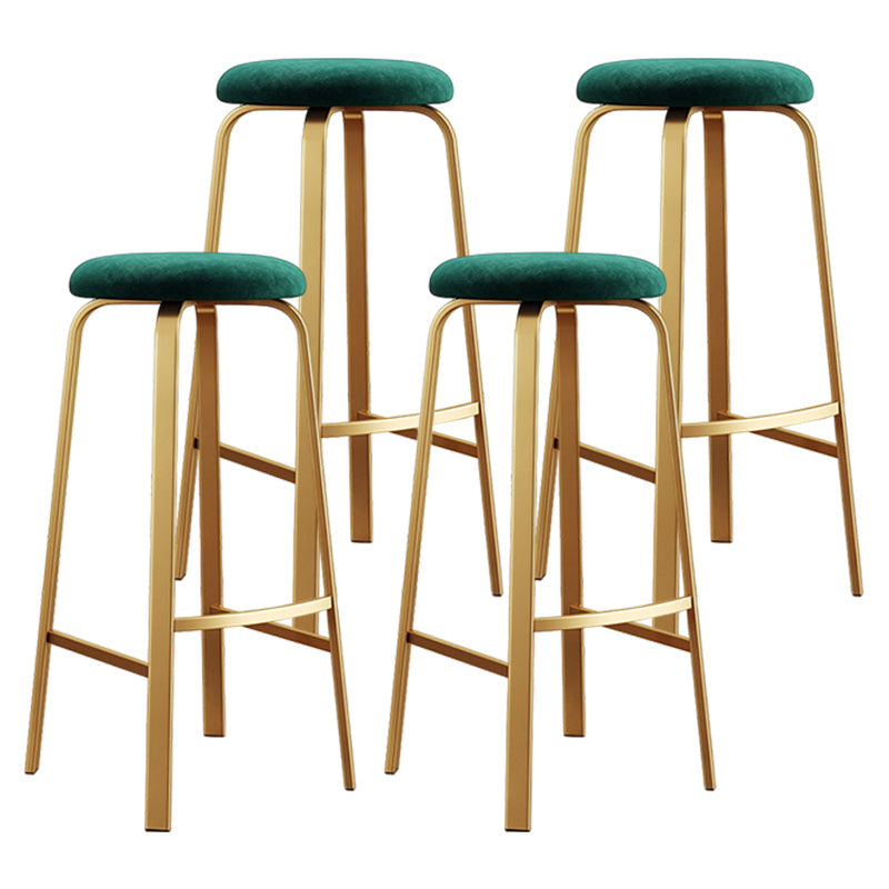 Footrest Upholstered Armless Bar Stool Matte Finish Backless Home Stool Green 4 Piece Set Clearhalo 'Bar Furniture' 'Bar Stools' 'bar_stools' 'furn' 'furn_bar_stools' 'Furniture' 'furniture_bar_stools' 'Kitchen & Dining Furniture' 4851366