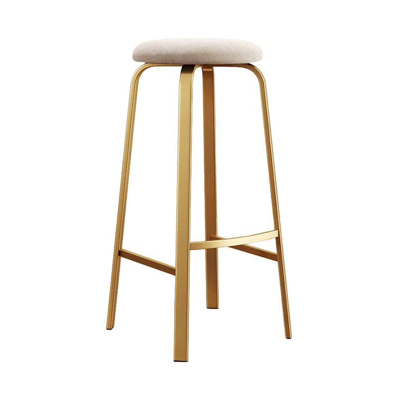 Footrest Upholstered Armless Bar Stool Matte Finish Backless Home Stool Beige 1 Piece Clearhalo 'Bar Furniture' 'Bar Stools' 'bar_stools' 'furn' 'furn_bar_stools' 'Furniture' 'furniture_bar_stools' 'Kitchen & Dining Furniture' 4851370