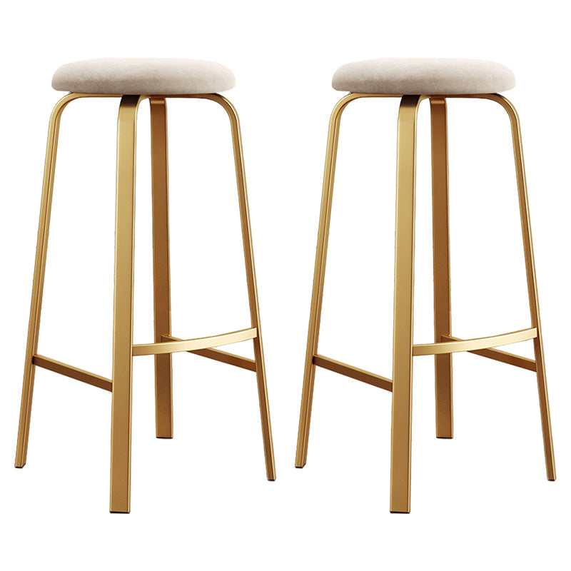 Footrest Upholstered Armless Bar Stool Matte Finish Backless Home Stool Beige 2 Piece Set Clearhalo 'Bar Furniture' 'Bar Stools' 'bar_stools' 'furn' 'furn_bar_stools' 'Furniture' 'furniture_bar_stools' 'Kitchen & Dining Furniture' 4851371