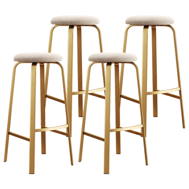 Footrest Upholstered Armless Bar Stool Matte Finish Backless Home Stool Beige 4 Piece Set Clearhalo 'Bar Furniture' 'Bar Stools' 'bar_stools' 'furn' 'furn_bar_stools' 'Furniture' 'furniture_bar_stools' 'Kitchen & Dining Furniture' 4851372