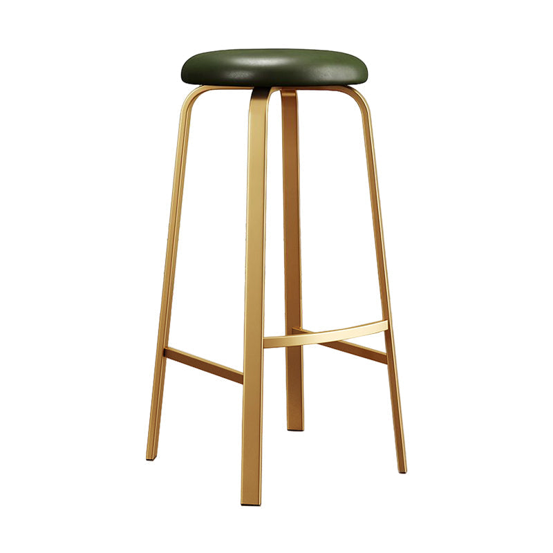Footrest Upholstered Armless Bar Stool Matte Finish Backless Home Stool Dark Green 1 Piece Clearhalo 'Bar Furniture' 'Bar Stools' 'bar_stools' 'furn' 'furn_bar_stools' 'Furniture' 'furniture_bar_stools' 'Kitchen & Dining Furniture' 4851373