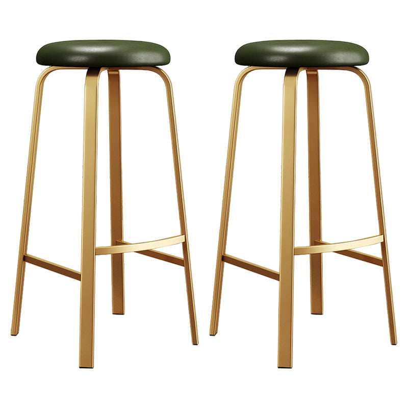 Footrest Upholstered Armless Bar Stool Matte Finish Backless Home Stool Dark Green 2 Piece Set Clearhalo 'Bar Furniture' 'Bar Stools' 'bar_stools' 'furn' 'furn_bar_stools' 'Furniture' 'furniture_bar_stools' 'Kitchen & Dining Furniture' 4851374